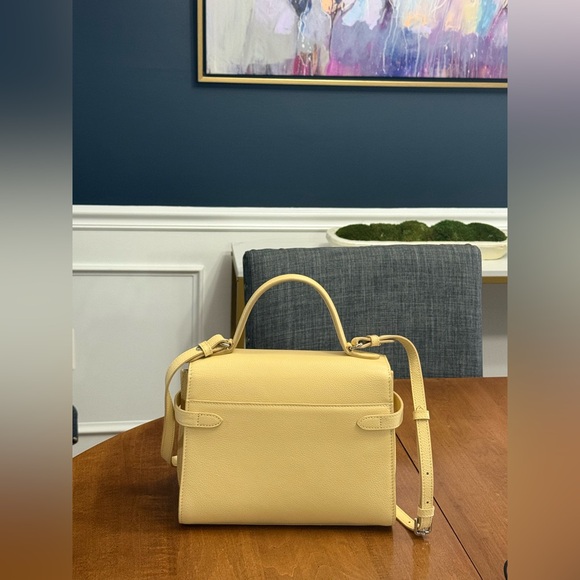 Le Tanneur Medium Emilie Handbag with Double Flap - Yellow - Picture 3 of 10